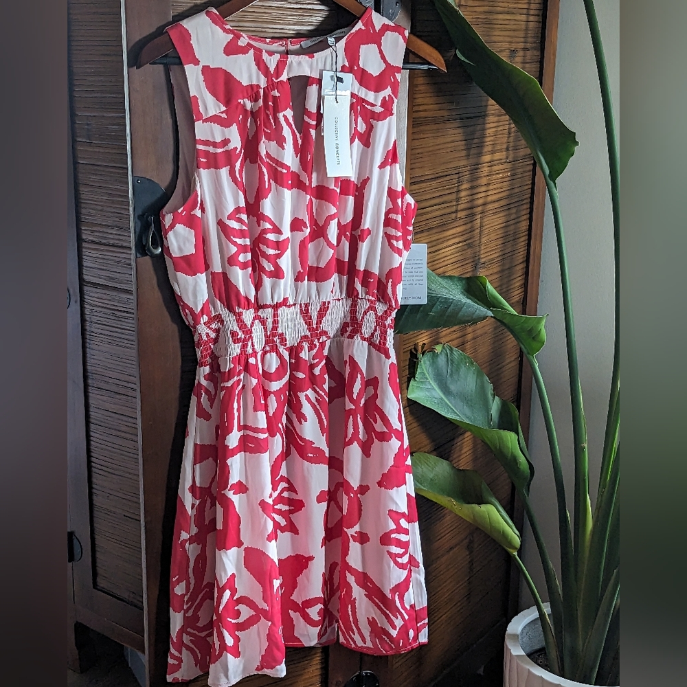 NWT Collective Concepts Red and White Floral Summer Dress Size M